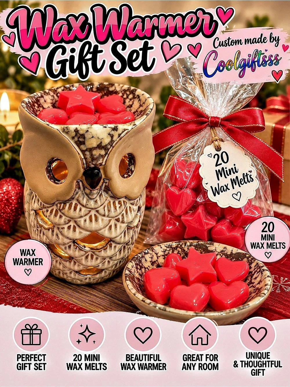 Wax Warmer Gift Set + 20 Mini Wax Melts | Custom Made by coolgiftsss